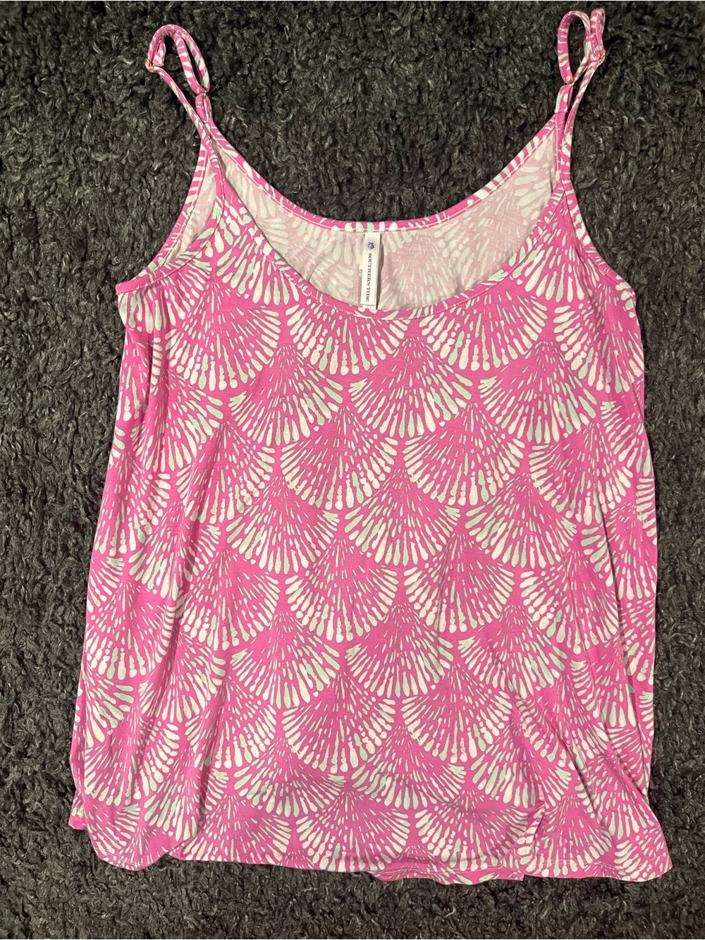 Southern Tide Women’s Pink White Scallop Shell Knit Cami Tank Top Medium NWOT